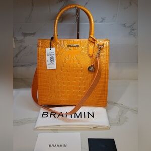 Brahmin Caroline Mango Orange Melbourne Satchel Shoulder Bah